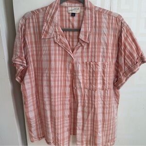 Universal Thread Pink Plaid Button Down Shirt